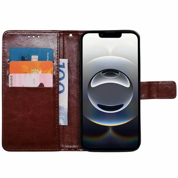 Wallet cover 3-kort Apple iPhone 16e - Brun