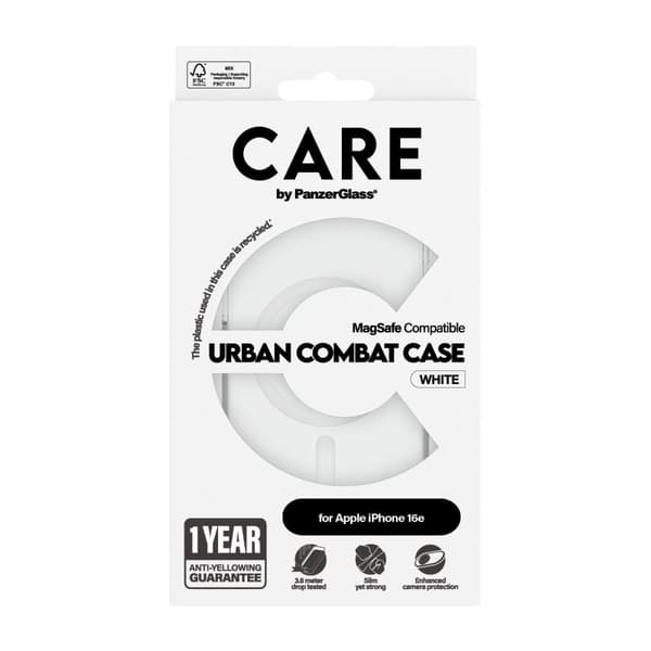 CARE by PanzerGlass iPhone 16e Kuori Urban Combat MagSafe Valkoinen
