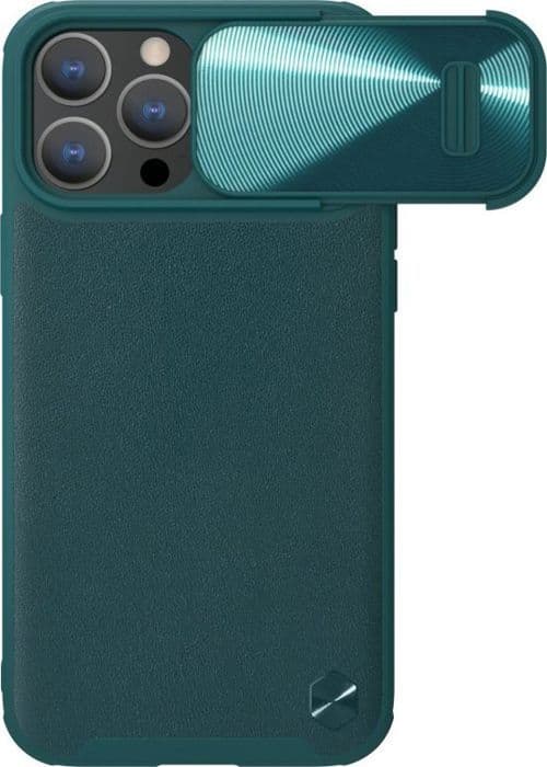 Nillkin - NLK909 - CamShield Läder S-fodral för iPhone 14 Pro Max med skydd för kamera i grön färg