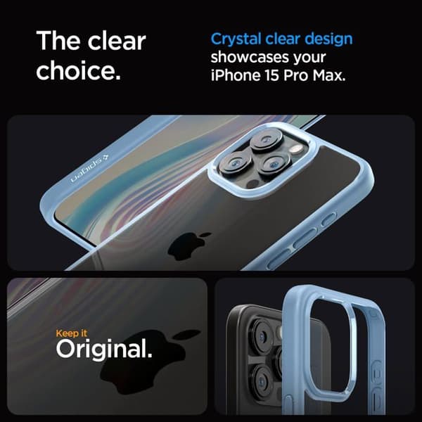 Coque telefon - bumpers telefon Spigen - ACS06572 - Ultra Hybrid, blå sierra - iPhone 15 Pro Max