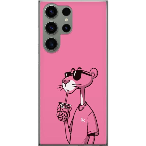 Samsung Galaxy S23 Ultra Gennemsigtig cover Pink Panther Drink