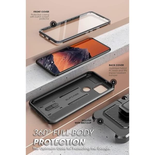 Coque Robuste - SUPCASE - Unicorn Beetle Pro - Integrerat Skärmskydd - Kompatibel med Google Pixel 4A 5G - Svart