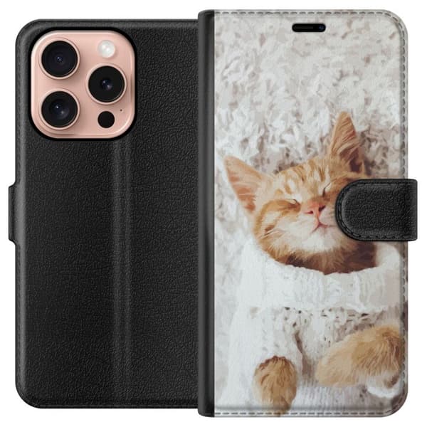 Apple iPhone 16 Pro Plånboksfodral Katt