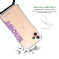 Miniatyrbild 3 av 4: Coque snöre iPhone 11 Pro svart snöre Design Kärlek lila och fuchsia La Coque Francaise