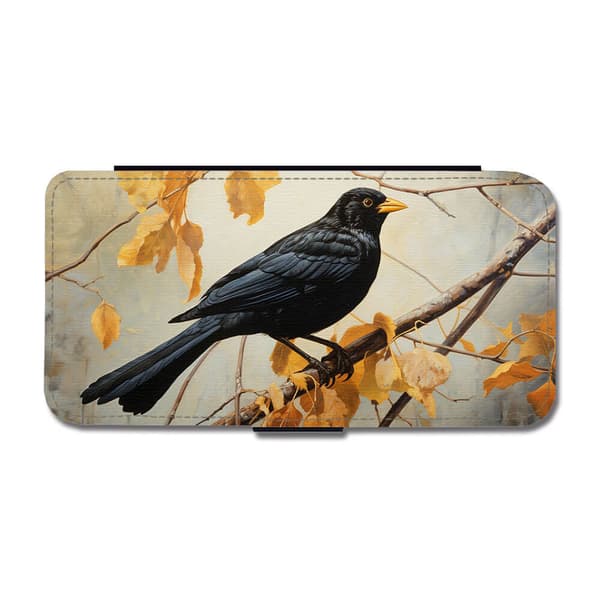 Svarttrost Oljemaleri Flip-etui Til Samsung Galaxy S8+