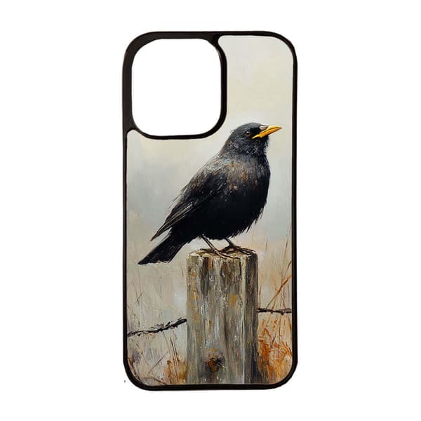 Svarttrost Oljemaleri iPhone 15 Pro Max Mobiltelefon Deksel
