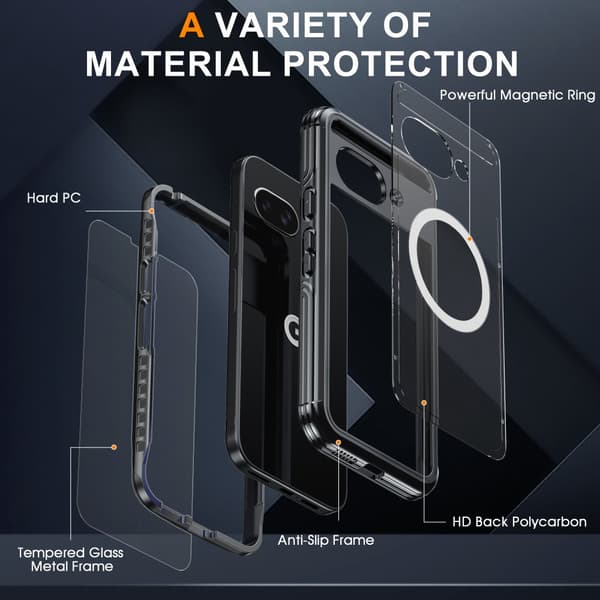 INF Magnetiskt skal till Google Pixel 9A med baksida i härdat glas 9H
