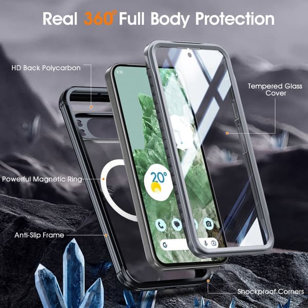INF Magnetiskt skal till Google Pixel 9A med baksida i härdat glas 9H