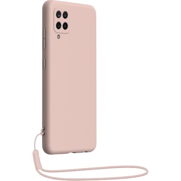 Samsung G A12 silikonfodral + matchande handledsrem Nude rosa Bigben