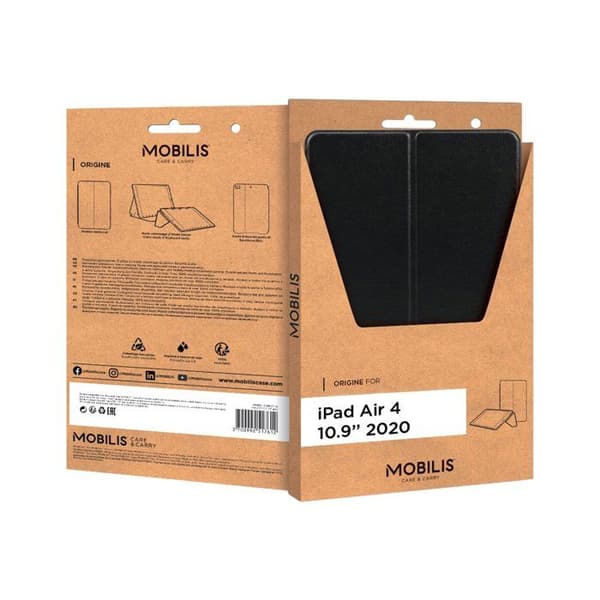 Fodral för iPad Air 5 10,9'' 2022 iPad Air 4 2020, Stötsäkert fodral, Stativfunktion, Auto Sleep/Wake, MOBILIS, Svart