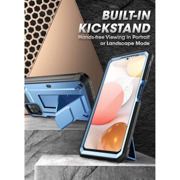 Helkåpa - SUPCASE - Unicorn Beetle Pro - Samsung Galaxy A12 2020 - Metallblå - Skärmskydd