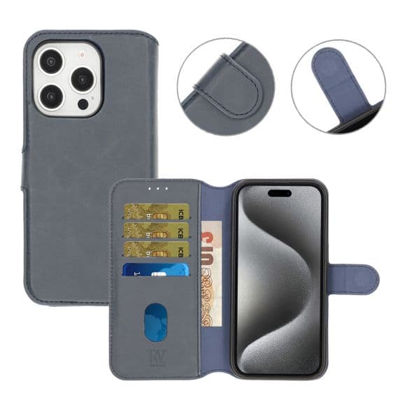 RV Magnetic Wallet Case för iPhone 16 Pro Max Abssy Blue