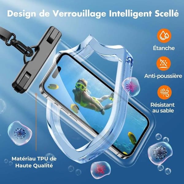 Vattentät Smartphone-fodral - Set om 2 - IPX8 - Upp till 7 tum - Svart