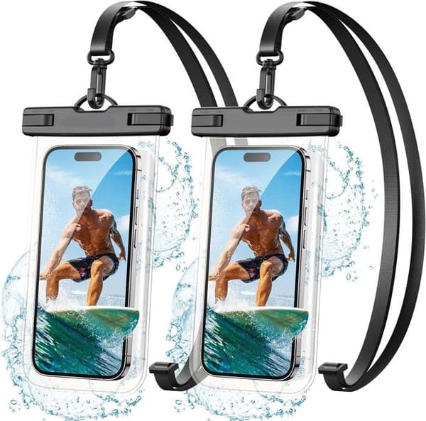 Vattentät Smartphone-fodral - Set om 2 - IPX8 - Upp till 7 tum - Svart