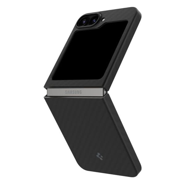 Skyddsskal - SPIGEN - Galaxy Z Flip6 - Svart Aramid - Semi-rigid - Elegant