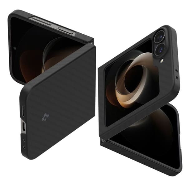 Skyddsskal - SPIGEN - Galaxy Z Flip6 - Svart Aramid - Semi-rigid - Elegant