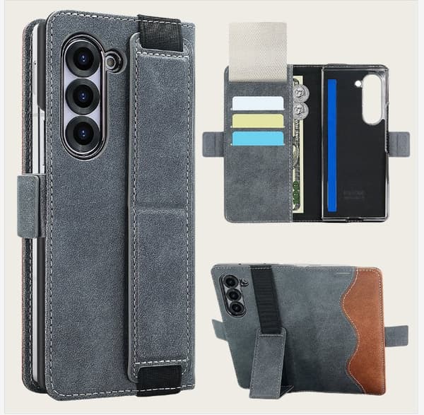 INF Samsung Galaxy Z Fold -kotelo korttipaikoilla ja jalustalla Model 2