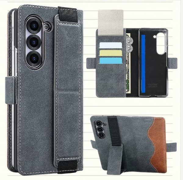 INF Samsung Galaxy Z Fold -kotelo korttipaikoilla ja jalustalla Model 2