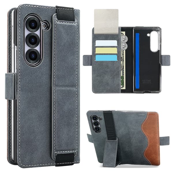 INF Samsung Galaxy Z Fold -kotelo korttipaikoilla ja jalustalla Model 2