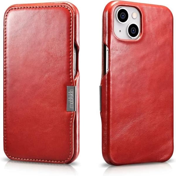 Coque Mobiskin för Apple iPhone 13 Mini 5,4 Tum i Äkta Röd Vintage Läder