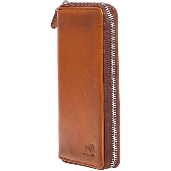 Fodral i Äkta Läder för Apple iPhone 1213 och Samsung Galaxy S21 - Cognac Brun Effekt