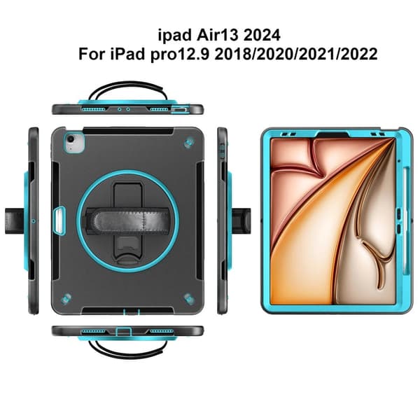 Tablet Cover til iPad Pro 12.9, Stødabsorberende Beskyttelse, 360-Graders Håndrem,Mint Green