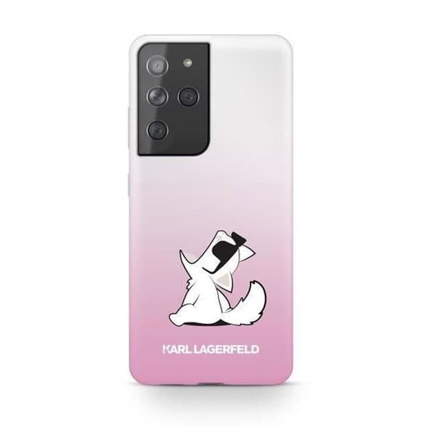 Karl Lagerfeld PC-TPU Choupette Eats-fodral till Samsung Galaxy S21 Ultra Gradient Pink
