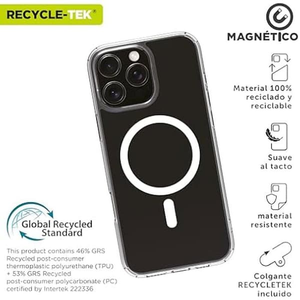 Coque - MUVIT - iPhone 16 Pro Max - Transparent - Magsafe kompatibel - Återvunnen