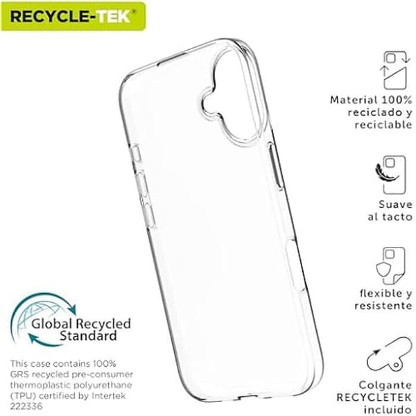 Coque - MUVIT - iPhone 16 Plus - Transparent - Lätt design - Återvunnen