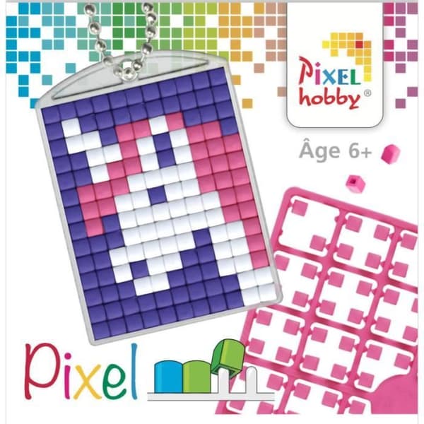 Kreativt nyckelring kit - Pixel - Enhörning - Flerfärgad - Barnaktivitet - 4x3cm