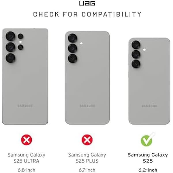 URBAN ARMOR GEAR Plasma XTE Fodral Samsung Galaxy S25 Kickstand Housse ("Designad för Samsung" certifierad, Trådlös laddning