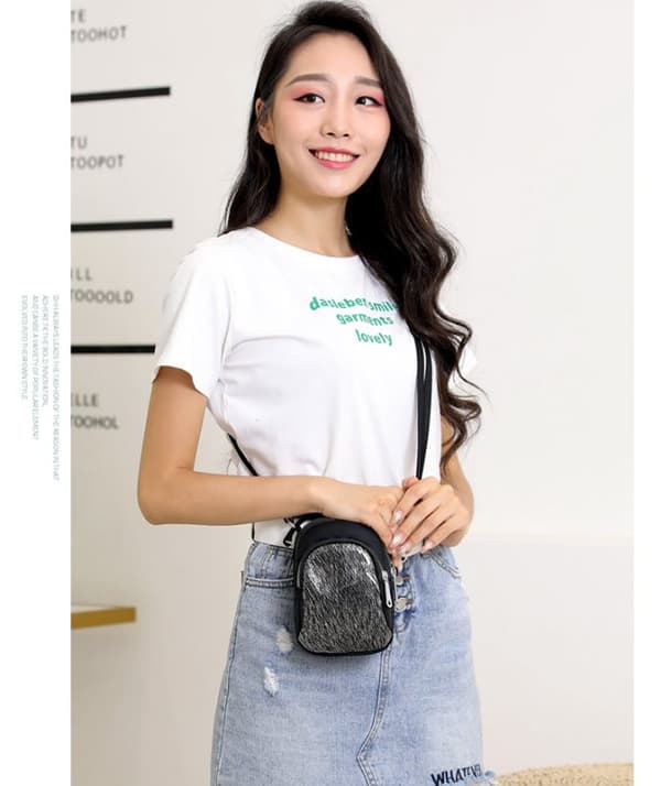 INF Ny Vertikal Crossbody Veske med Paljetter til Telefon