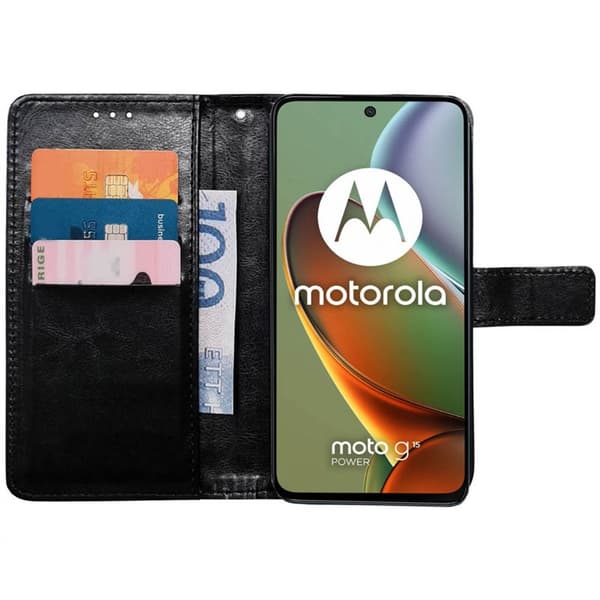 Lommebokdeksel 3-kort Motorola Moto G15 Power - Sort
