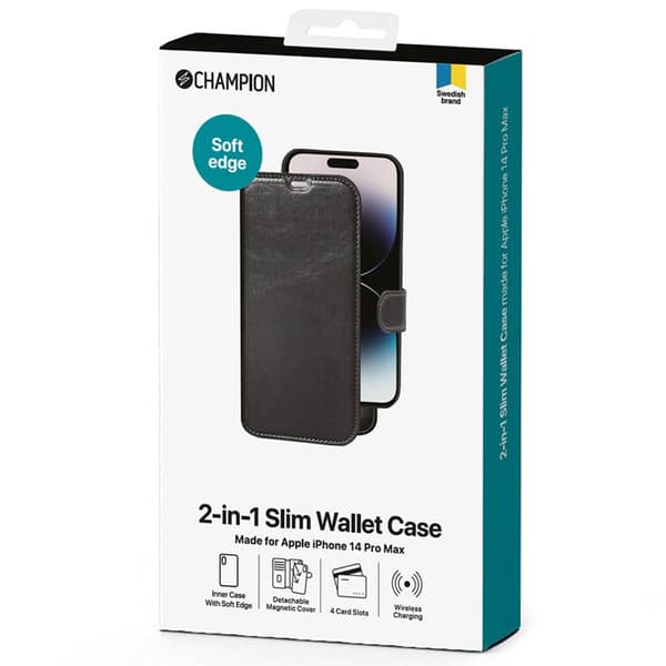 Slim lommebokdeksel 2i1 Apple iPhone 14 Pro Max - Sort