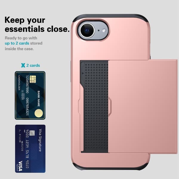 SKALO iPhone 16e Armor Kortholder Cover - Rød