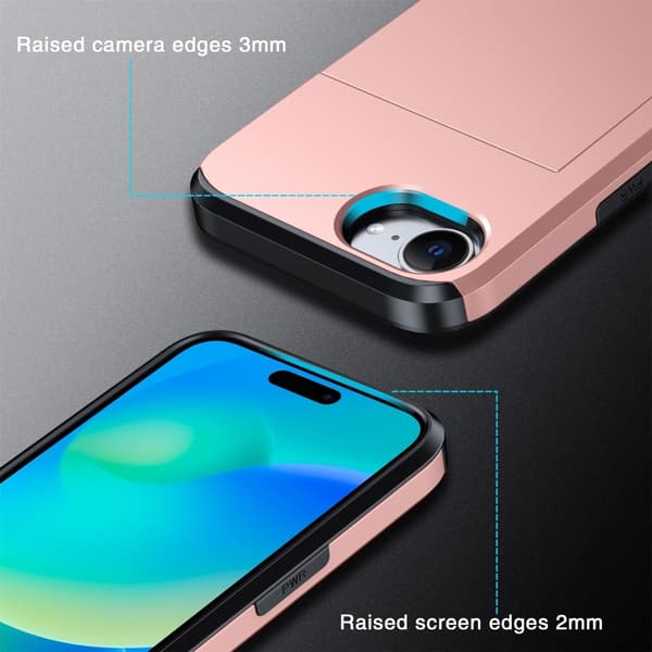 SKALO iPhone 16e Armor Kortholder Cover - Rød