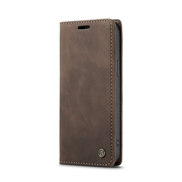 CaseMe iPhone 16e 013 Series PU-Læder Flip Cover - Mørkebrun