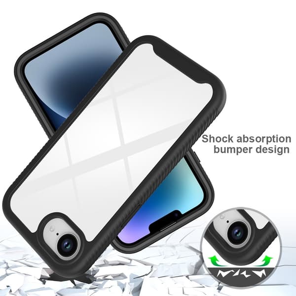 SKALO iPhone 16e Shockproof Clear Hybrid Cover - Rød