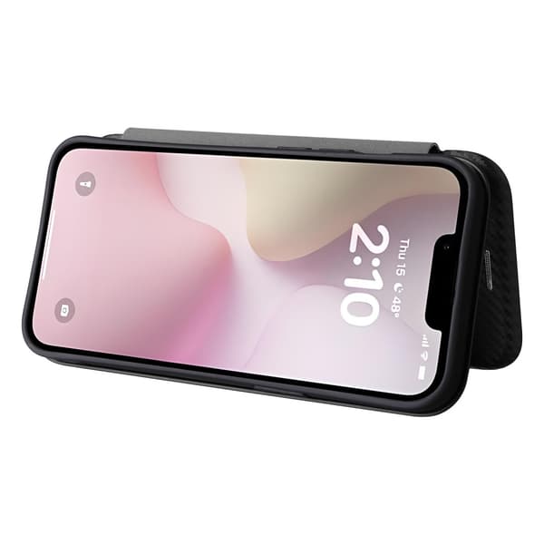 SKALO iPhone 16e Carbon Fiber Flip Cover - Sort
