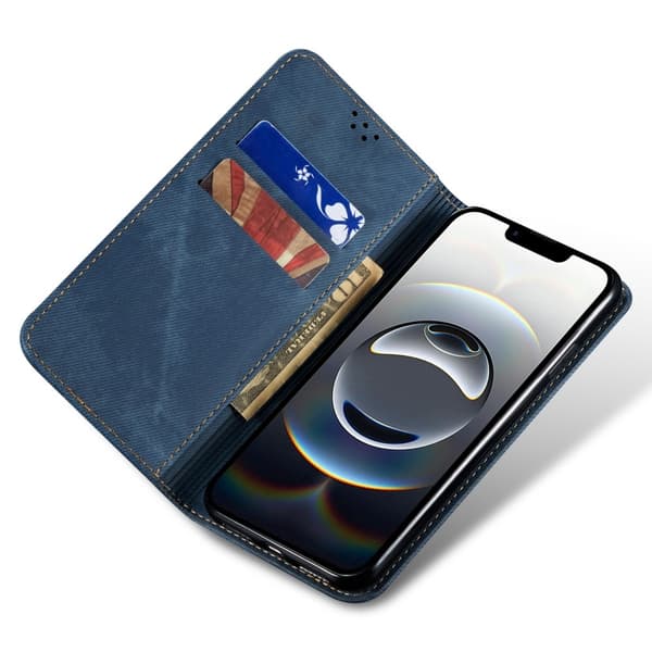 SKALO iPhone 16e Jeans Flip Cover - Blå