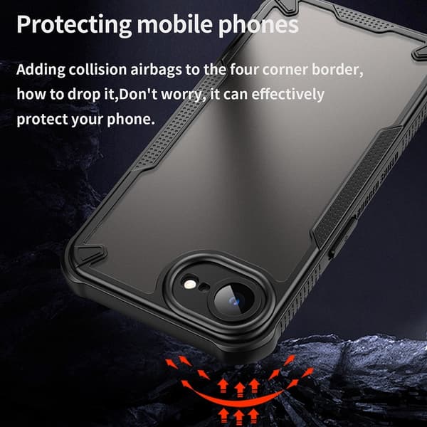 SKALO iPhone 16e Armor Hybrid Frosted Suojakuori - Musta