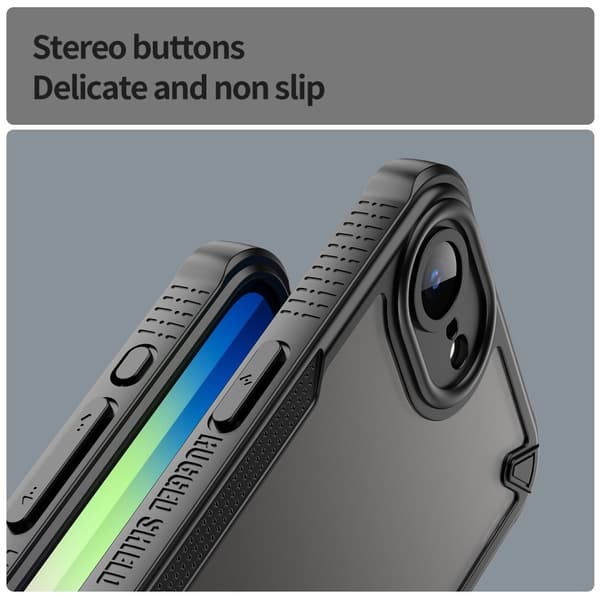 SKALO iPhone 16e Armor Hybrid Frosted Suojakuori - Musta