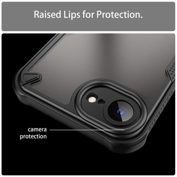 SKALO iPhone 16e Armor Hybrid Frosted Suojakuori - Musta