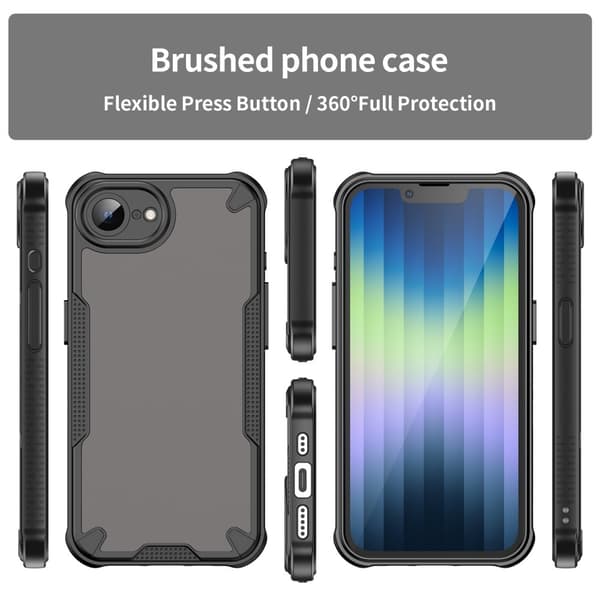 SKALO iPhone 16e Armor Hybrid Frosted Suojakuori - Musta