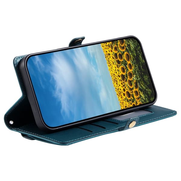 SKALO iPhone 16e PU-Læder Kuvert Flip Cover - Grøn