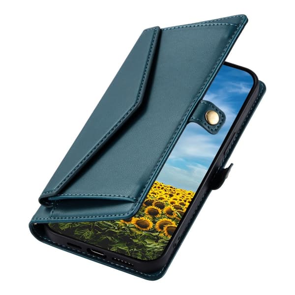 SKALO iPhone 16e PU-Læder Kuvert Flip Cover - Grøn