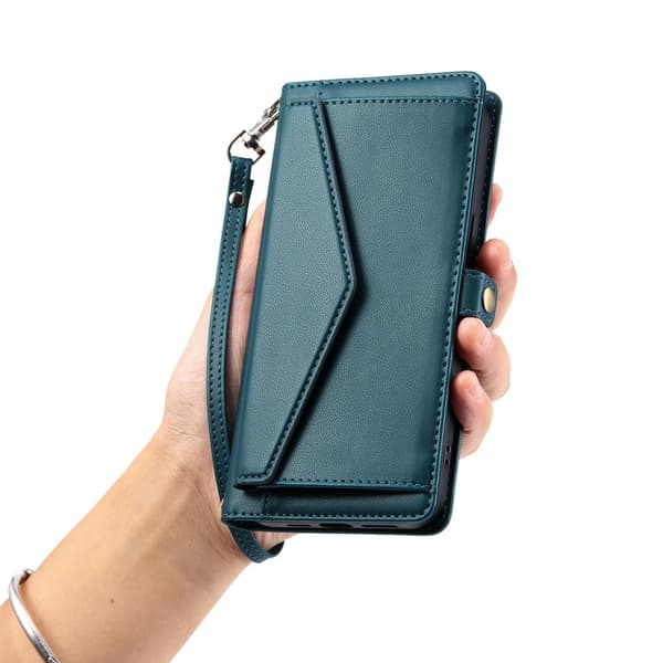 SKALO iPhone 16e PU-Læder Kuvert Flip Cover - Grøn