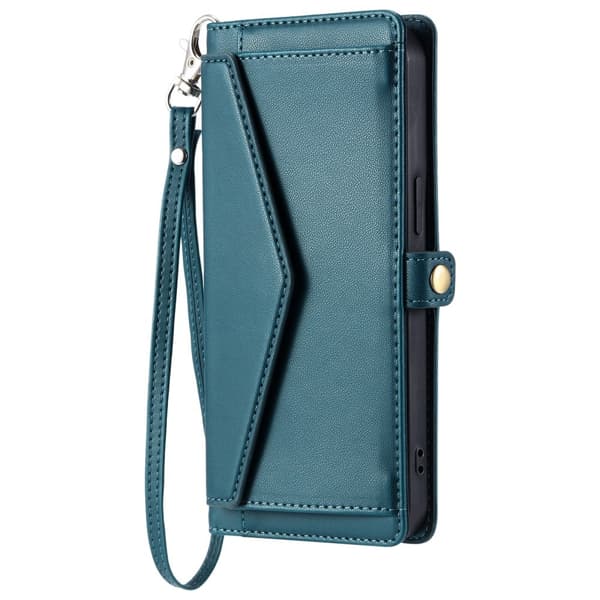 SKALO iPhone 16e PU-Læder Kuvert Flip Cover - Grøn