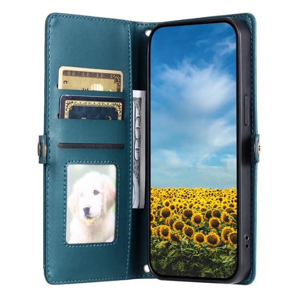 SKALO iPhone 16e PU-Læder Kuvert Flip Cover - Grøn