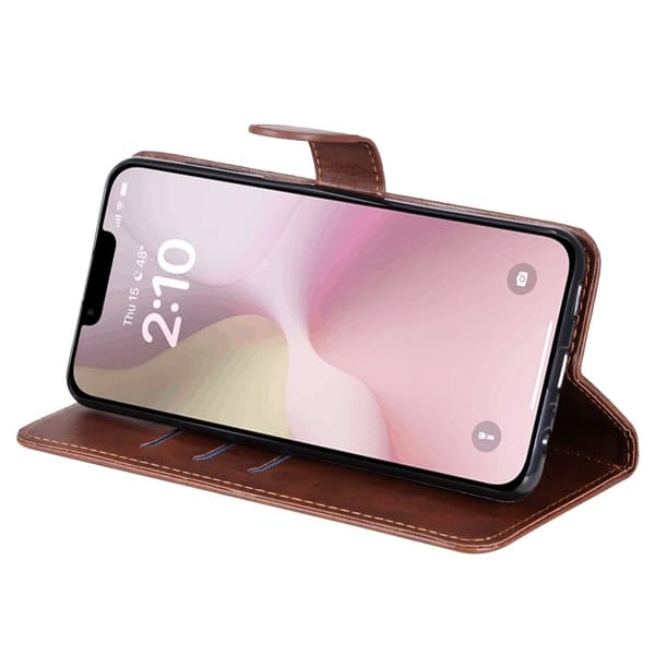 SKALO iPhone 16e Klassisk lynlås Flip Cover - Brun